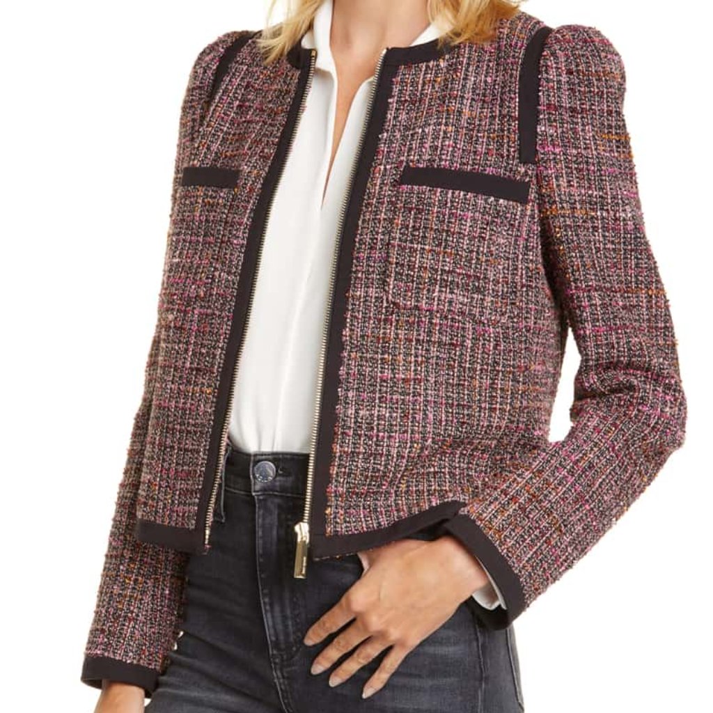 Kate Spade Puff Sleeve Tweed Jacket New